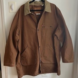 LEVI'S Chore Coat Barn Jacket Brown Corduroy Collar Cotton Denim Men's XXL MINT